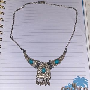 Greek silver necklace with blue stones